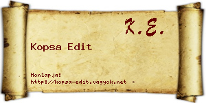 Kopsa Edit névjegykártya